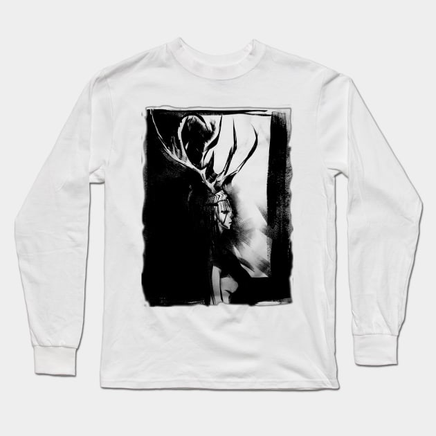 ANTLERS HELP ME THINK Long Sleeve T-Shirt by SeanDDesign